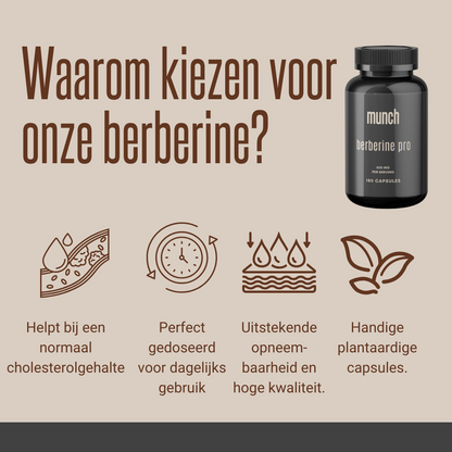 Berberine Pro | Ondersteunt bloedsuikerspiegel & vetverbranding | 100% natuurlijk | 60 capsules